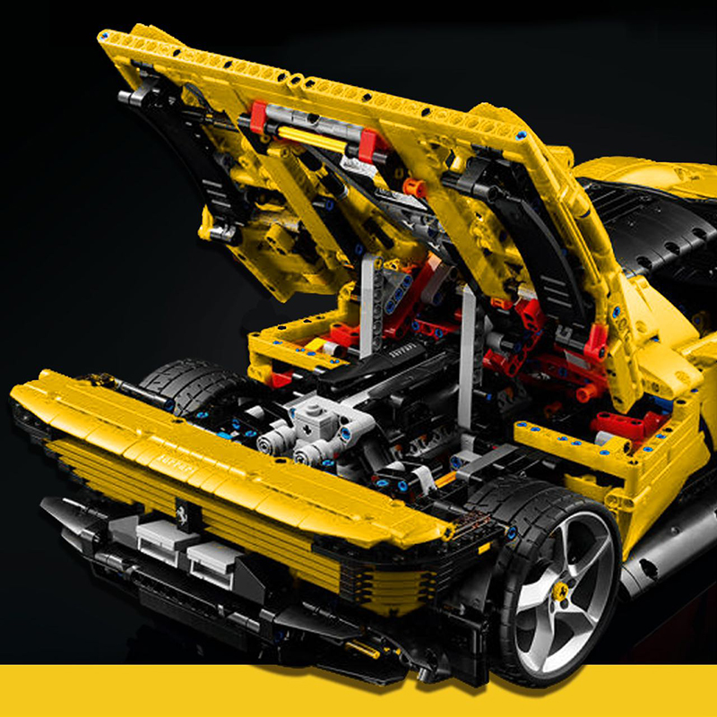 Custom 43143 Technic Yellow Ferrari Sports Car 2 - CADA Block