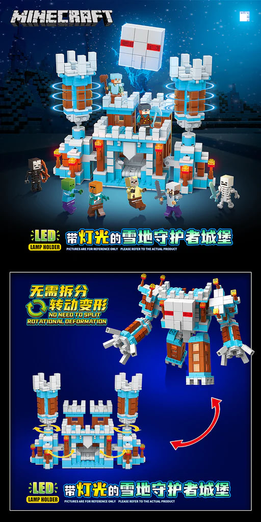 Quan Guan 751 Minecraft Snow Guardian Castle with Lights 1 - CADA Block