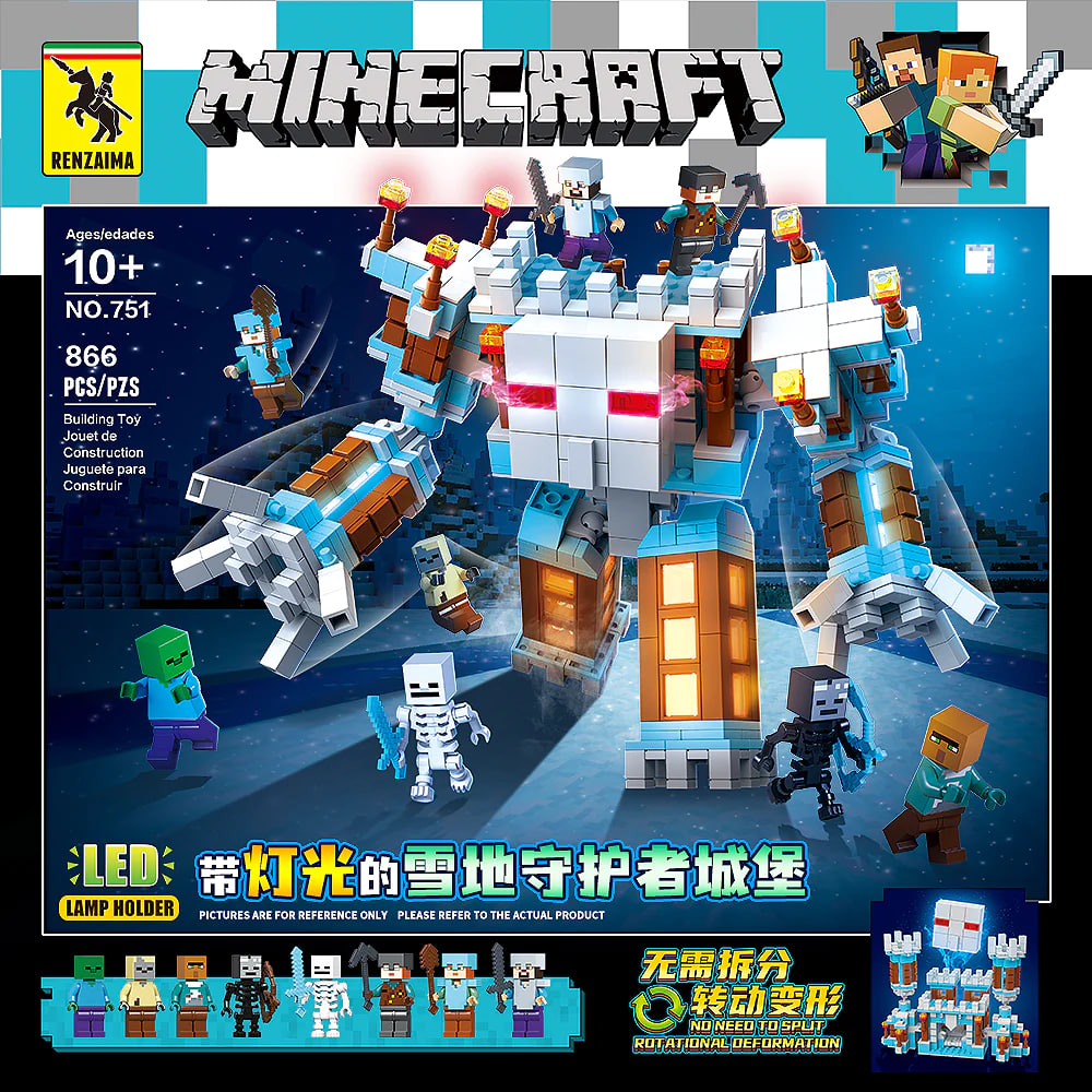 Quan Guan 751 Minecraft Snow Guardian Castle with Lights 3 - CADA Block