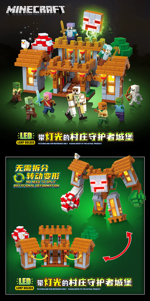 Quan Guan 752 Minecraft Village Guardian Castle with Lights 4 - CADA Block