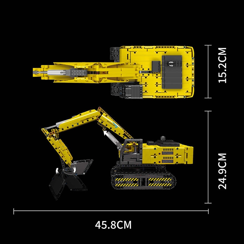 Mould King 15061 Motor Yellow Mechanical Digger 3 - CADA Block