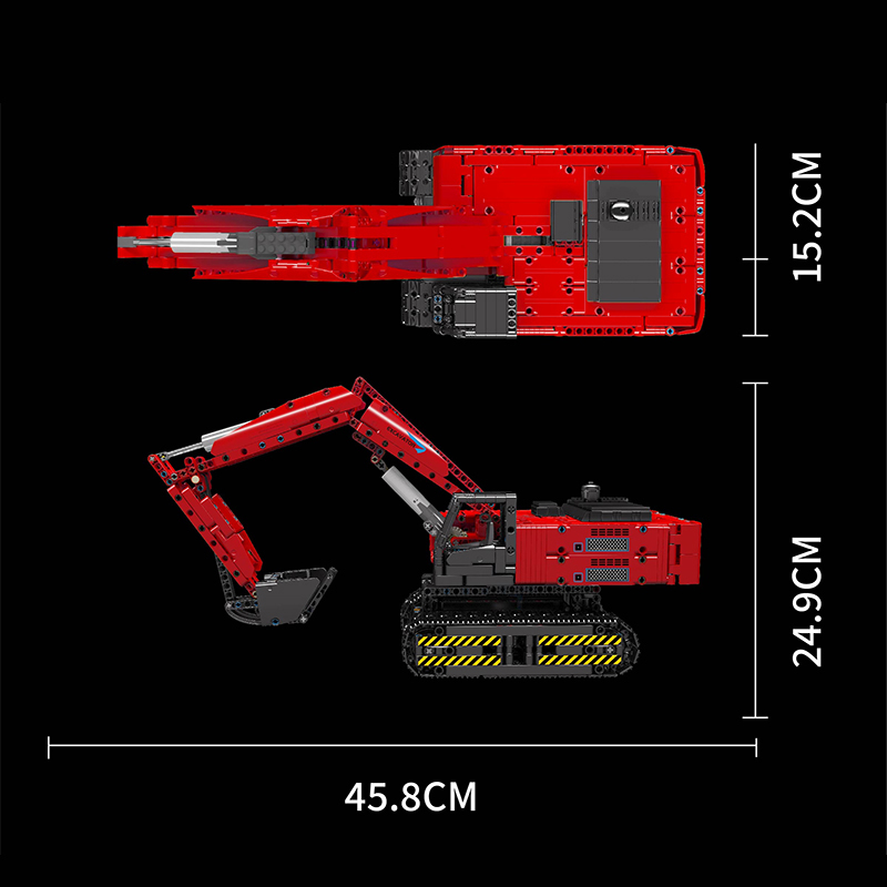 Mould King 15062 Motor Red Mechanical Digger 5 - CADA Block